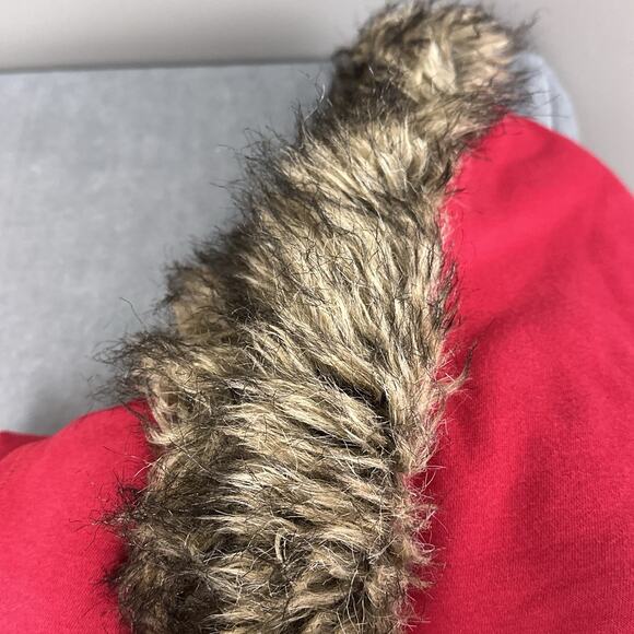 Vintage Y2K Aeropostale Faux Fur Zip Hoodie Juniors Size XL Red Jacket A87 Lined - Picture 14 of 14